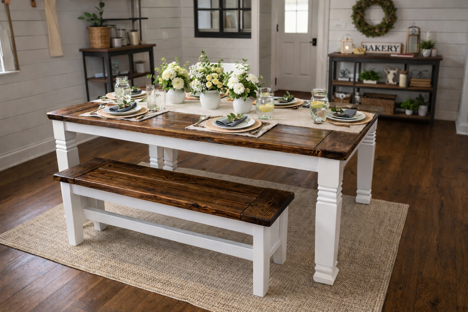 Rustic Farmhouse Table with 2 Bench Seating --Built to Last! - Image 3