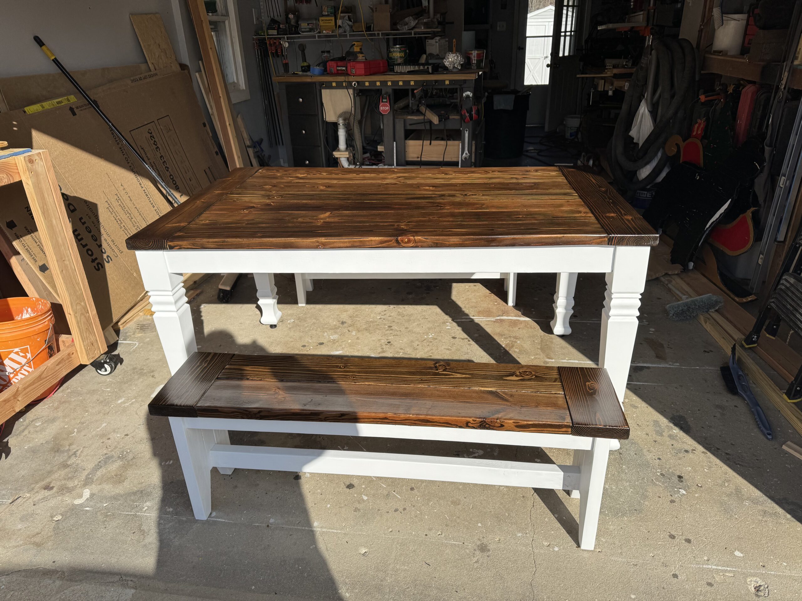 Rustic Farmhouse Table with 2 Bench Seating --Built to Last! - Image 2