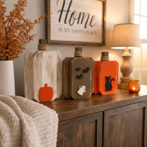 Handmade Wooden Pumpkin Set of 3, Rustic Fall Decor, Halloween Home Decoration, Farmhouse Pumpkin Trio, Autumn Gift