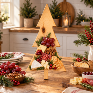 Handcrafted Christmas Tree Charcuterie Board – Wooden Holiday Serving Platter